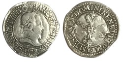 Quart de franc au col plat  HENRI III 1578