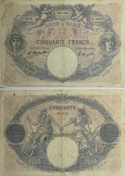 50 Francs BLEU ET ROSE FRANCE 1922 F.14.35