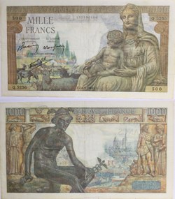 1000 Francs DÉESSE DÉMÉTER FRANCE 1943 F.40.23