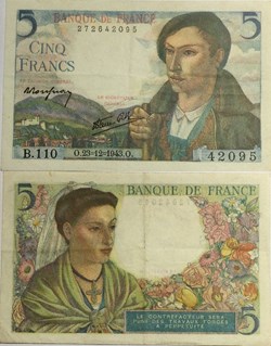 5 Francs BERGER FRANCE 1943 F.05.05