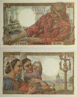 20 Francs PÊCHEUR FRANCE 1942 F.13.10