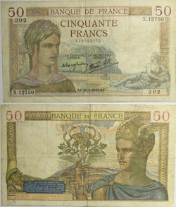 50 Francs CÉRÈS modifié FRANCE 1940 F.18.40