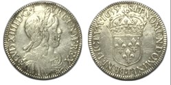 Demi-écu à la mèche longue 1655 Nantes LOUIS XIV LE GRAND OU LE ROI SOLEIL