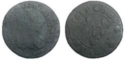 Double tournois au grand buste viril drapé 1639 Vallée du Rhône