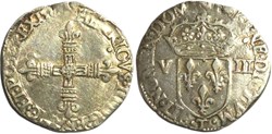 HENRI III Huitième d'écu, croix de face 1581 Nantes