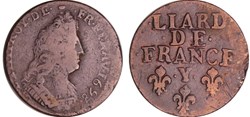 LOUIS XIV LE GRAND OU LE ROI SOLEIL Liard, 3e type, buste âgé 1698 Bourges