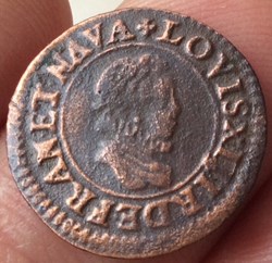 Denier tournois Louis XIII 1611 D Lyon