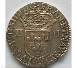 Quart d’écu Louis XIV 1644 G Poitiers