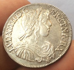 Demi écu à la mèche longue Louis XIV 1657 K Bordeaux