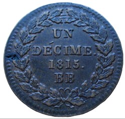 Un décime Louis XVIII 1815 BB Strasbourg