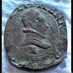 Denier tournois, type du Dauphiné Henri III 1586 Z Grenoble