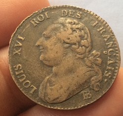 12 deniers type français Louis XVI 1792 BB STRASBOURG