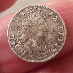 2 sols aux lis sous une couronne dit des traitants Louis XIV 1674 A Paris