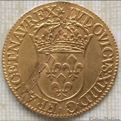 Écu d’or au soleil Louis XIII 1643 D Lyon