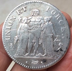 5 francs union et force an 5 A Paris
