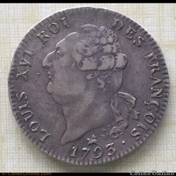 Écu au génie Louis XVI 1793 B Rouen