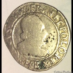 Quart de franc au col fraisé Henri III 1577 B Rouen