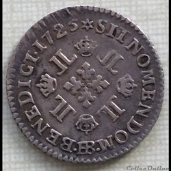 Huitième d’écu aux 8 L Louis XV 1725 BB Strasbourg