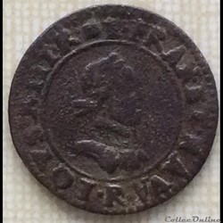 Denier tournois Louis XIII 1618 R Villeneuve