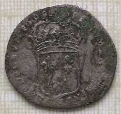 15 deniers surfrappé sur flan ancien 1695 D