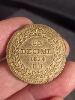 Un décime Napoléon 1er 1814 BB STRASBOURG