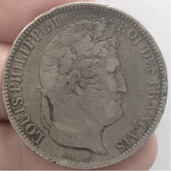 5 francs tête nue Louis-Philippe tranche relief 1831 B Rouen