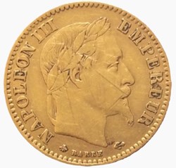 10 francs or Napoléon III 1865 A tête laurée Paris