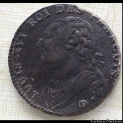 12 deniers type François Louis XVI 1792 D. Dijon