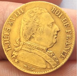 20 francs or Louis XVIII 1814 A Paris