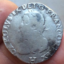 Teston de Henri III au nom de Charles IX 1575 H La Rochelle
