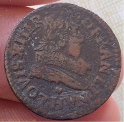 Double tournois Louis XIII 1632 H La Rochelle