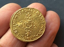 Écu d'or à la croix anillée Louis XIV 1645 Q NARBONNE
