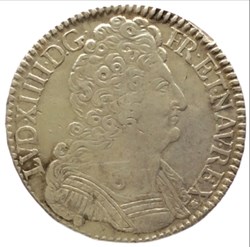 Demi écu aux trois couronnes Louis XIV 1712 V Troyes