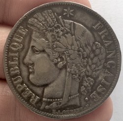 5 francs Cérès 1849 A Paris