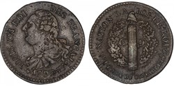 6 deniers type français Louis XVI 1792 BB STRASBOURG