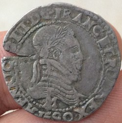 Quart de franc Henri III la ligue 1590 M Toulouse