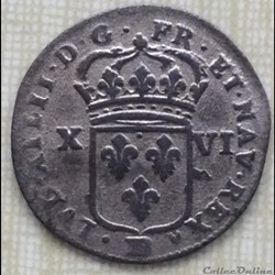 Seize deniers de Strasbourg Louis XIV 1708 BB STRASBOURG