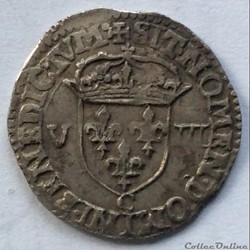 Huitième d’écu Henri IIII 1608 C Saint Lo