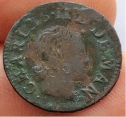 Denier tournois Charles II de Gonzague 1654
