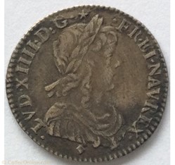 Douzième d’écu à la mèche longue Louis XIV 1659 D Lyon