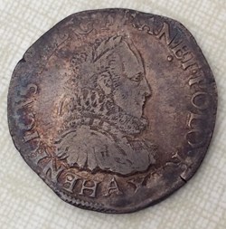 Teston au col fraisé Henri III 1575 Paris variété POLO