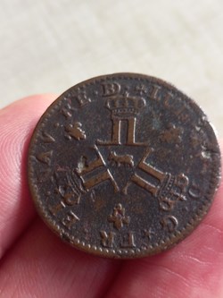 Sol de seize deniers des mines du Béarn Louis XV 1727 Pau