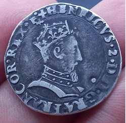 Demi teston à la tête couronnée Henri II 1552 D Lyon