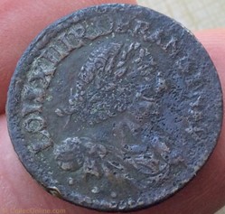 Double tournois Louis XIII 1640 axe Loire Rhône