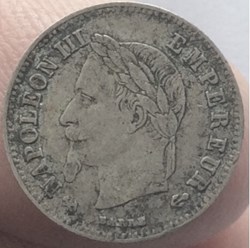 20 cent Napoléon III 1866 K tête laurée Bordeaux petit module