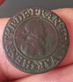 Denier tournois Henri 4 1591 CH Chalons sur Marne