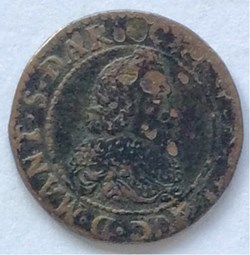 Double tournois Charles 1er 1634 2 fleurs de lis et un alérion