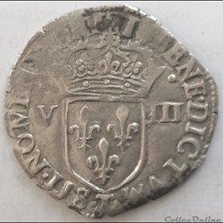 Huitième d’écu Henri III 1587 T Nantes