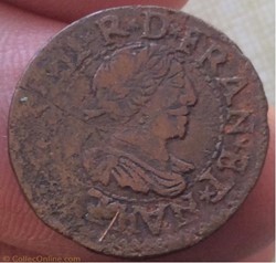 Double tournois Louis XIII 1640 H La Rochelle