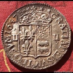 Quart d’écu du Béarn Louis XIV 1647 B Morlaas